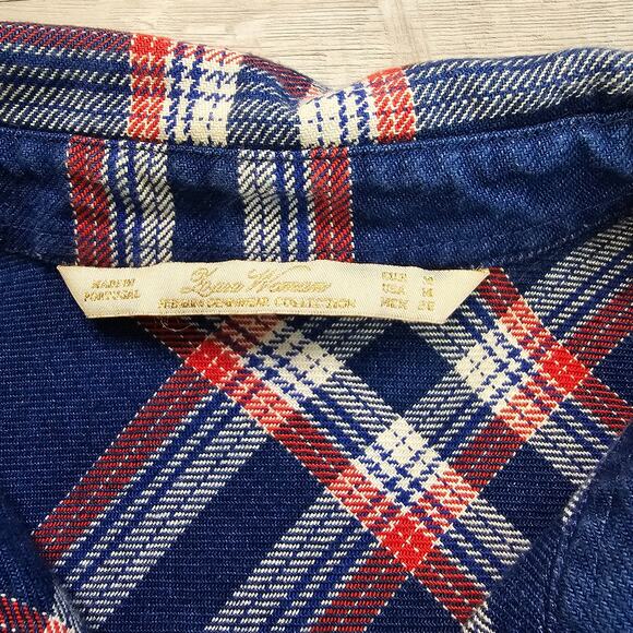 Zara Woman Blue Red Plaid Button Up Shacket Womens M Flannel Long Sleeve Cotton - Picture 4 of 5